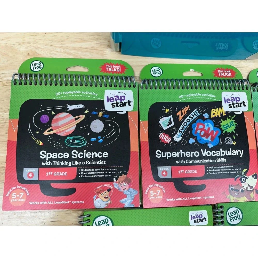 LeapFrog LeapStart Learning System & 5 Book Bundle Lot 1st Grade Math Science